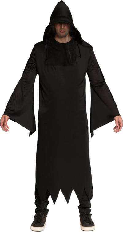 Partychimp Grim Reaper Kostuum Verkleedkleren Volwassenen Halloween Kostuum Volwassenen Magere Hein - Gewaad + Capuchon - Maat S/M