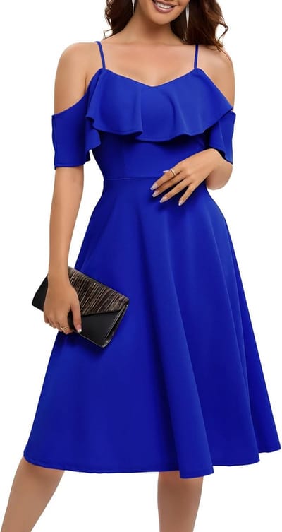 Chique Cocktailjurk Midi met Bandjes voor Ceremonie en Bruiloft