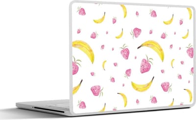 Laptop sticker - 13.3 inch - Banaan - Aardbei - Design - 31x22,5cm - Laptopstickers - Laptop skin - Cover