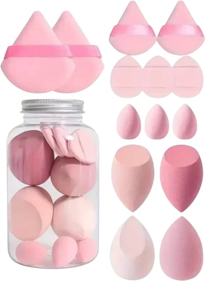 Make-up Spons Set 14 Stuks – Make Up Sponsjes & Foundation Spons voor Poeder, Concealer en Vloeibare Make-up Applicatie - Roze