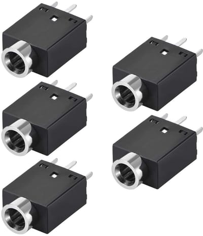 Allecto - Printplaatmontage Hoofdtelefoon Aansluiting 3,5 mm - Vervangingsonderdeel - Zwart - 5-polig - Geschikt voor Audioapparatuur - 5 Stuks