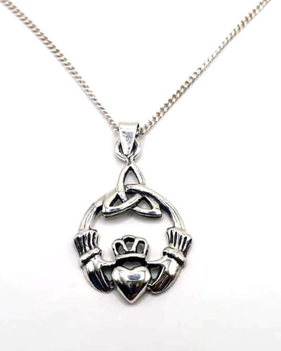 Zilveren claddagh hanger(35602-45cm)