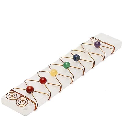 Seleniet edelsteen oplaadplaat chakra kralen – 17 cm x 3 cm
