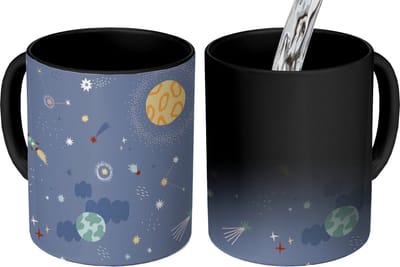 Magische Mok - Foto op Warmte Mokken - Koffiemok - Patroon - Jongens - Kinderen - Ruimte - Magic Mok - Beker - 350 ML - Theemok