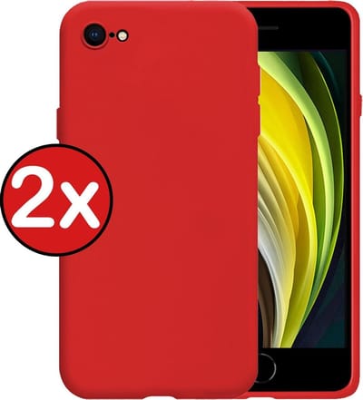Hoesje - 2 Stuks - Geschikt voor Apple iPhone 7 - Sterk & Shockproof - Telefoonhoes - Back Cover - Case Siliconen - Telefoon Hoes - Rood