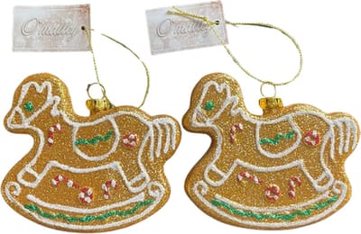 Kerst ornament Gingerbread Paard - Set van 2 - 10CM -Gingerbread Paard Ornament - 2 Stuks