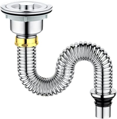Roestvrijstalen afvoerset 11/2" – 100 cm – Sifon voor keuken of badkamer – Geurbestendige gootsteenafdekking – Vervangingsset zilver
