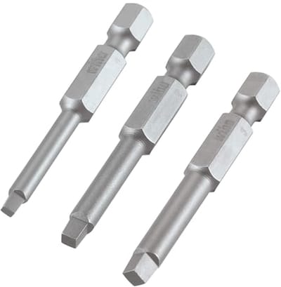 Schroefbitset 3-delig 50mm - Robertson bits No.1, No.2, No.3 - Quick chuck compatibel - SnelShoppen