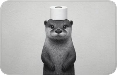 WC mat 80x50 cm - Antislip - Otter - WC rol - Zwart - Wit - Toiletmat - Vloermat - Douchemat - Toilet tapijt - Toiletmatten