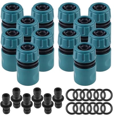 Tuinslangaansluitset met dubbele stekker - 1/2 inch slangverbinding, 18 stuks