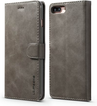 LC.IMEEKE Hoesje - Geschikt voor iPhone SE (2022/2020), iPhone 8 / 7 Hoesje - LC.IMEEKE Luxe Book Case - Grijs