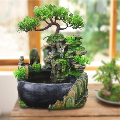 Stijlvolle Tafel Waterfall Fontein voor Binnen, 220V Decoratieve Tuin Ornament, Perfect voor Plantenruimtes en Kantoordecoratie