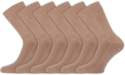 Huissokken | ABS Antislip zool | Merk: Basset | Kleur: Beige | Maat: 35 t/m 50 | 6 Paar