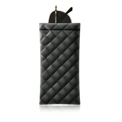 Luxe Brillenkoker Geruit Patroon I Bril Etui I Bril Hoesje I Brillendoos I Zonnebrilhouder I PU Leer I Universeel I Zwart