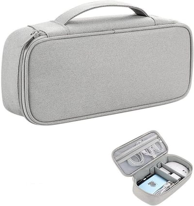 Draagbare Elektronica Organizer Tas voor Kabels, Opladers en Accessoires - Waterdichte Reisoplossing in Grijs