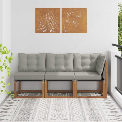 vidaXL - 3 - st - Outdoor - Midden- - en - Hoekbank - Naturel
