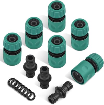 9 stuks slangkoppelingsset, 1/2 inch dubbele stekker tuinslang verbindingen verlengstuk koppeling verbindingsdeel plastic tweewegkoppeling voor tuin en huis kraan