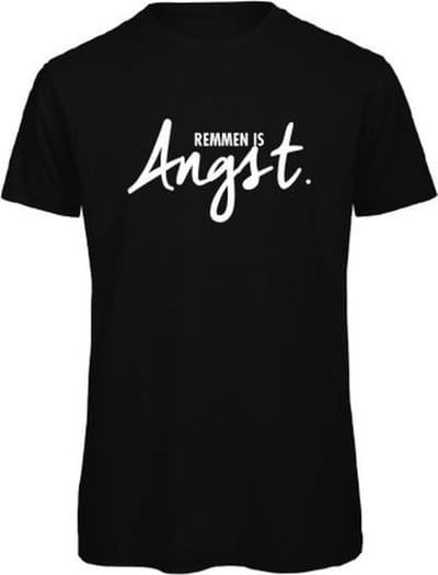 Remmen is angst wintersport t-shirt Zwart S - wit - soBAD. | Foute apres ski outfit | kleding | verkleedkleren | wintersporttruien | wintersport dames en heren