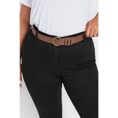 Yours Riem Van Imitatieleer Met Studdetail In Bruinsize 46-48