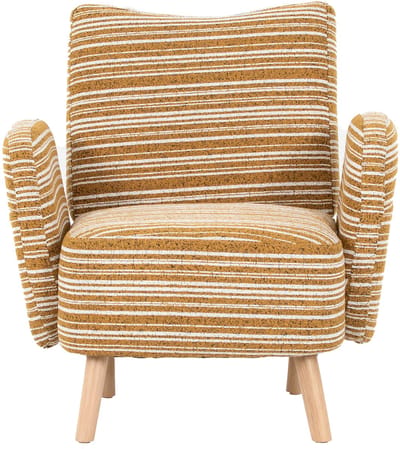 Moderne fauteuil, stof met cirkelpatroon, met zijzak, poten van massief hout, comfortabele leesstoel, woonkamer, slaapkamer, kantoor-Mosterdgeel