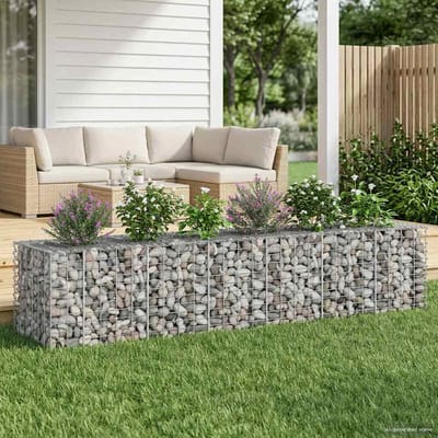 vidaXL - Gabion - verhoogd - bed - 2 - st - 260 - x - 60 - x - 55 - cm - Gegalvaniseerd - staal