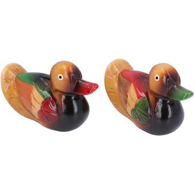 1 Paar Houten Mandarijneenden Figuur Kleurrijke Liefdesvogels Eend Beeld Handgemaakte Decoratieve Sculptuur Bruilofts Ornament Type 1