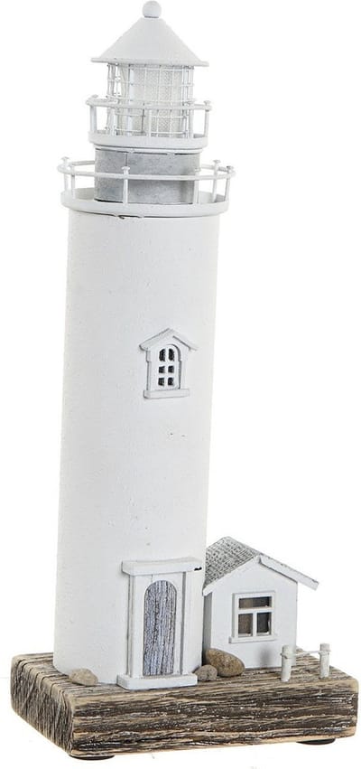 Decoratieve figuren DKD Home Decor Wit Koplamp LED Paulownia hout Huis (30 x 13 x 8 cm)