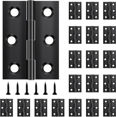Dailygoods- Scharnieren 20 Stuks - Kleine Scharnieren - Deurscharnier - Zwarte Scharnieren - Roestvrij Staal - Afmetingen 44 × 31 mm