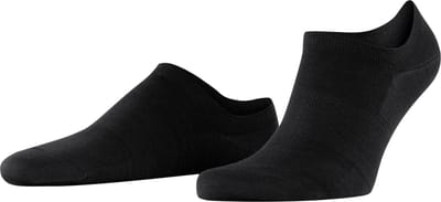 FALKE ClimaWool onzichtbar eenkleurig wol lyocell footies heren zwart - maat 43-44