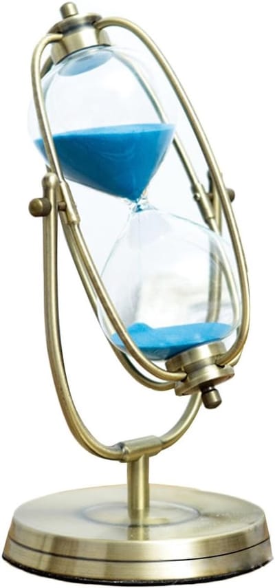 Zandloper 30 Minuten - Roterende Zandklok voor Keuken, Kooktijd en Educatie - Decoratieve Timer in Brons Roterend Met Blauwe Zandvulling