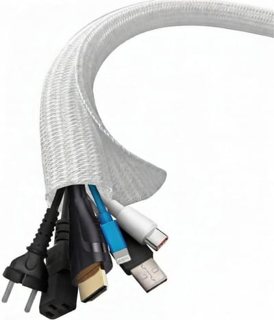 Famanu – Kabelslang 3 meter elektrische kabelhoes 13 mm voor tv en bureau kabelbeheer wit