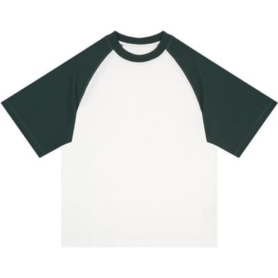 Casual Ronde Hals met Contrasterende Kleur G Zwaar Katoen Heren T-shirt met Korte Mouwen Zomer Raglan Losse Top Herenkleding XS white