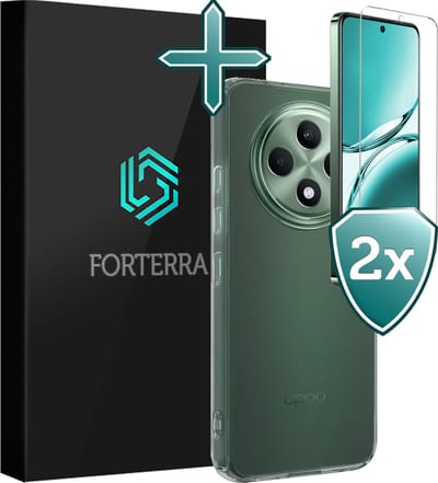 Hoesje Met 2x Screenprotector - Geschikt voor Oppo Reno 12 F - Sterk & Shockproof - Telefoon Hoes - Back Cover - Siliconen Case - Transparant