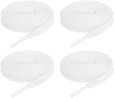 Dailygoods - QUARKZMAN 2 paar platte veters, 6/5 inch x 63 inch, polyester, elastische platte veters voor sneakers, skateschoenen, laarzen, wit