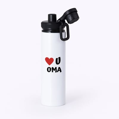 Hacebo® - love u oma waterfles met draaidop zwart - Oma - de liefste oma - verjaardag - cadeautje voor oma - oma artikelen - kado - geschenk - water fles - 850ML