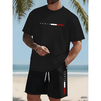 Heren Set Stijlvolle Heren Kruisprint Korte Mouw Shirt & Korte Broek Tweedelig Set Ontspannen Pasvorm Streetwear Atletisch Heren Grote Maten Set 4XL