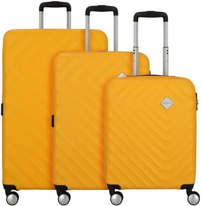 American Tourister Summer Square 4 wielen Kofferset 3-delig met uitbreidingsplooi - Harde bagage - TSA slot - sunshine yellow
