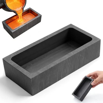 Grafietstaafvorm voor gietprocessen, 10 x 5 x 2,5 cm, smeltpot voor goud, zilver en koper, professionele gietvorm voor metaalbewerking en laboratoriumtoepassingen