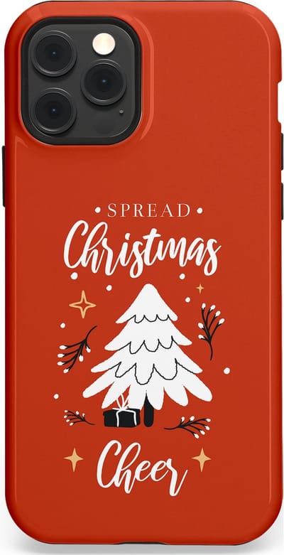 Casetastic hoesje geschikt voor Apple iPhone 12 / Apple iPhone 12 Pro - MagSafe - Dubbellaagse bescherming - Verspreid het Kerstfeest - Fashion Case - Terracotta