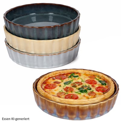 4-delige set Gustos Crème Brûlée-vormpjes Ø12,9cm 1x Bruin, Crème, Licht- & Donkerblauw van Steengoed – Q51200740