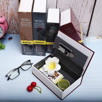 Boekkluis M - Geheime Kluis - Booksafe - Boekenkluis - Kluis Met Sleutelslot - Geldkist - Verborgen Kluis - Veilig Geld Opbergen - Spaarpot Kluis - ROOD