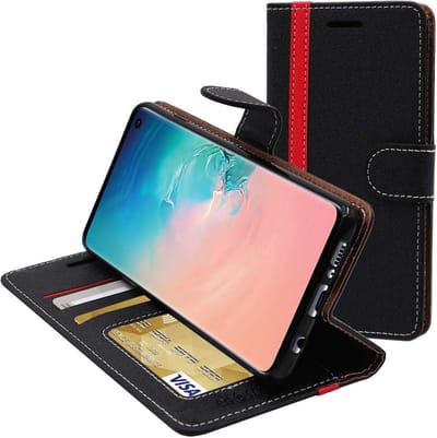ebestStar - Hoes geschikt voor Samsung S10 Galaxy, Wallet Etui, Book case hoesje, Zwart, Rood