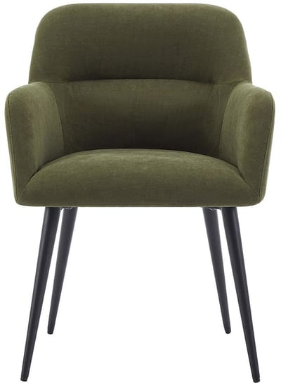 Vente-unique Set van 2 stoelen met armleuningen van stof en zwart metaal - Groen - HEKA