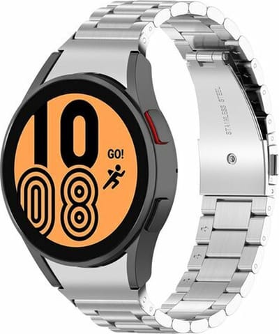By Qubix - Geschikt voor Samsung Galaxy Watch bandje - Stalen schakelband 20mm - Zilver - Geschikt voor Samsung Galaxy Watch 7 (40 & 44mm) - Galaxy Watch FE - Galaxy Watch 6 - Galaxy Watch 6 Pro - Galaxy Watch 5 - 5 Pro - Galaxy Watch 4 - 4 Classic