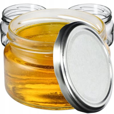 KADAX Kleine inmaakpotten, 250 ml, jampotten met deksel, luchtdichte potten om cadeau te geven, mini-potten voor honing en specerijen (10 stuks, zilver)