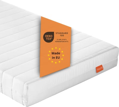 sleepling Basic 30 - matras 100x200 cm comfortschuim - hardheidsgraad 2 zacht - 13 cm hoogte - afneembare hoes - Made in EU - topkwaliteit - 100 x 200 x 13 cm - wit