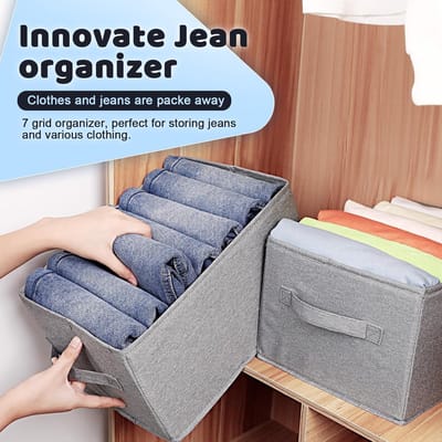 Candala Kledingkast-organizer, 2 stuks, 7 vakken, opvouwbare kastorganizer, opbergsysteem voor jeans, T-shirt en ondergoed
