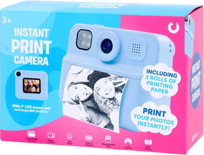 Instant Print Camera – Kindercamera met 2 Rollen Printpapier – Direct Print – 2.0” LCD Scherm – Blauw – Voor Kinderen vanaf 3 Jaar