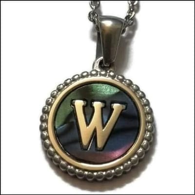 Aramat Jewels | Halskettingen | Unieke Stalen Initiaal Ketting met Abalone Schelp - Zilverkleur - 45cm | W | |15mm | Staal | Volwassenen | Verkleurd niet