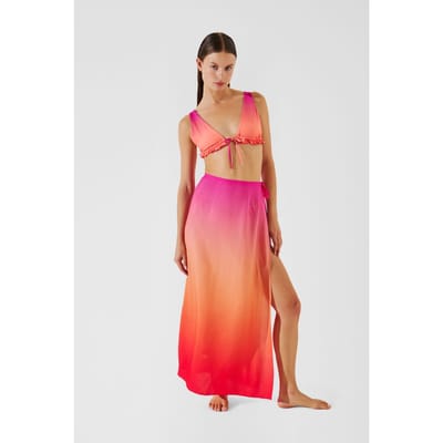 Karl Lagerfeld Printed Tie Maxi Pareo Ombre Hibiscus-carmelia Größe: S | Maxiröcke Outlet | Damen